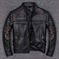ezy2find men's leather jackets Black / 4XL Embroidered skull motorcycle leather jacket Slim-fit leather jacket