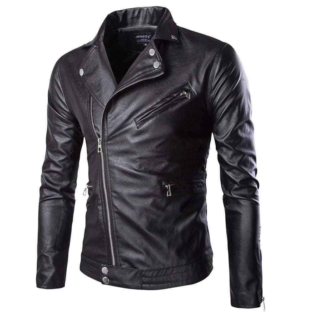 ezy2find men's leather jackets Black / 5XL Men's Motorcycle Leather Jacket