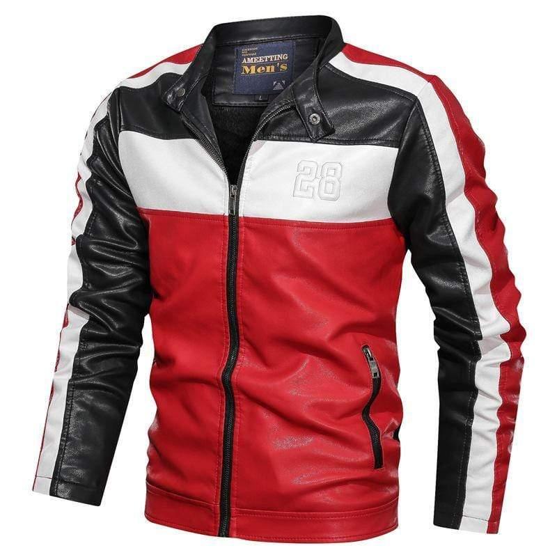 ezy2find men's leather jackets Black a / 9015 / XXL Men's stand-up collar motorcycle jacket leather jacket