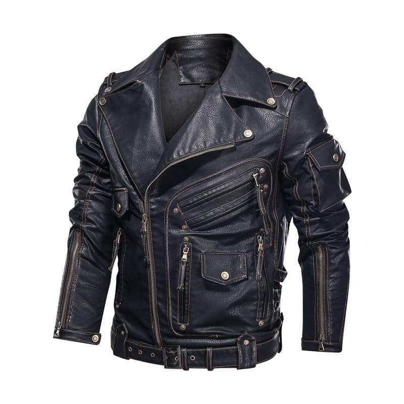 ezy2find men's leather jackets Black / L Vintage Leather Men's Coat Jacket Jacket