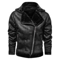 ezy2find men's leather jackets Black / L Winter lapel leather jacket plus velvet thick casual