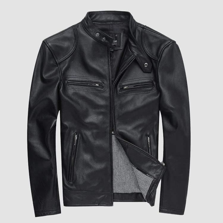 ezy2find men's leather jackets Black / M Leather leather casual leather