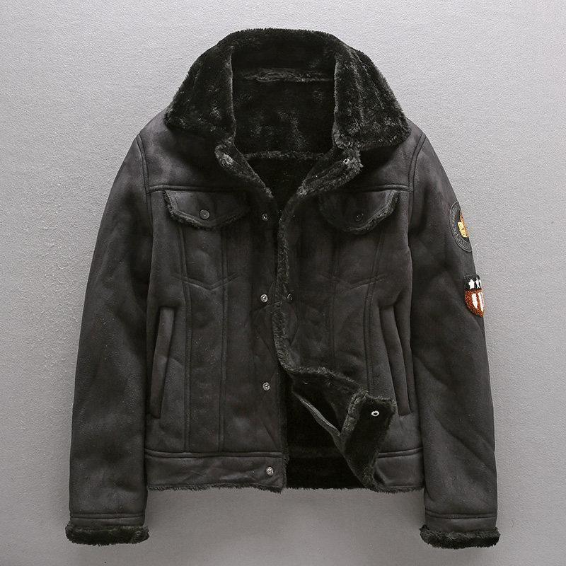 ezy2find men's leather jackets Black / M Leather men's plus cashmere motorcycle leather jacket