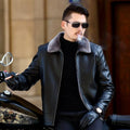 ezy2find men's leather jackets Black / M Middle aged sheepskin jacket
