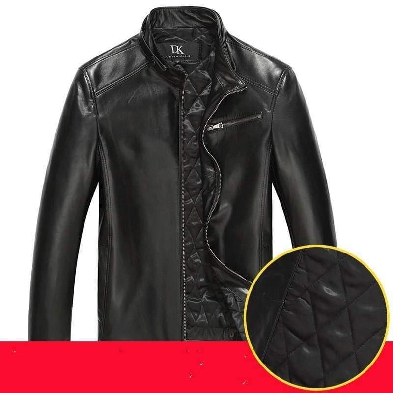 ezy2find men's leather jackets Black plus velvet / L Men's leather leather jacket