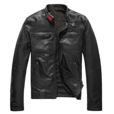 ezy2find men's leather jackets Black / S Leather leather jacket men's short leather jacket