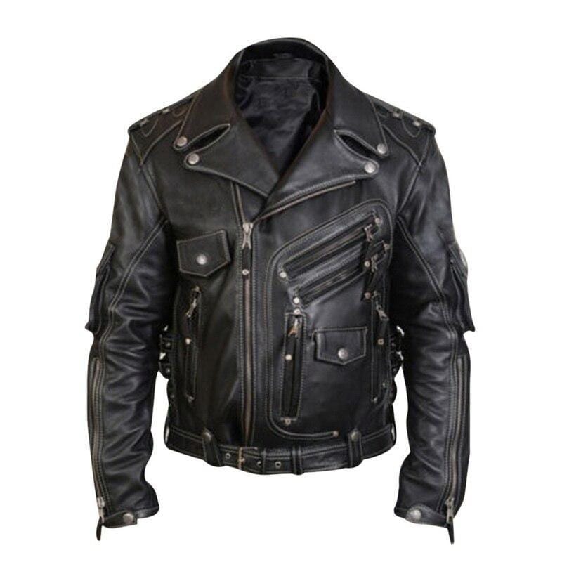 ezy2find men's leather jackets Black / S Men's cycling leather jacket