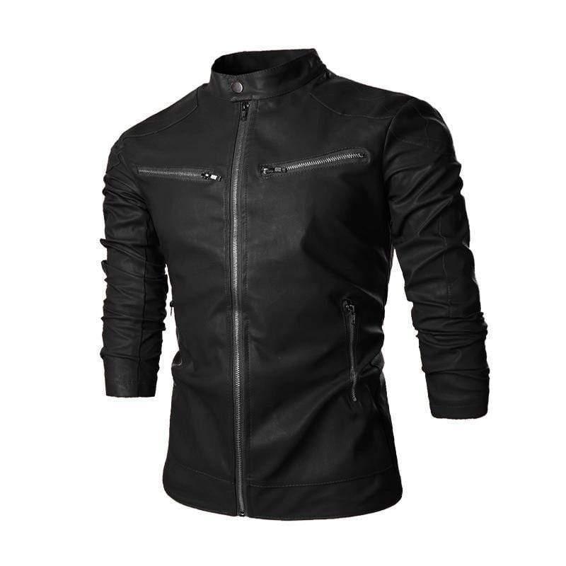 ezy2find men's leather jackets Black / XL Korean Mens Leather Jacket Motorcycle Jacket Men