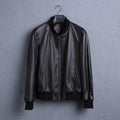 ezy2find men's leather jackets Black / XL Leather Leather Men's Short Sheepskin Motorcycle Leather Jacket Baseball Uniform Jacket