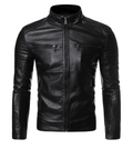 ezy2find men's leather jackets Black / XL Zip decorative motorcycle jacket