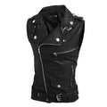 ezy2find men's leather jackets Black / XL Zip-fit slim lapel short PU leather vest