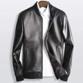 ezy2find men's leather jackets Black / XXL Leather men's baseball collar leather jacket