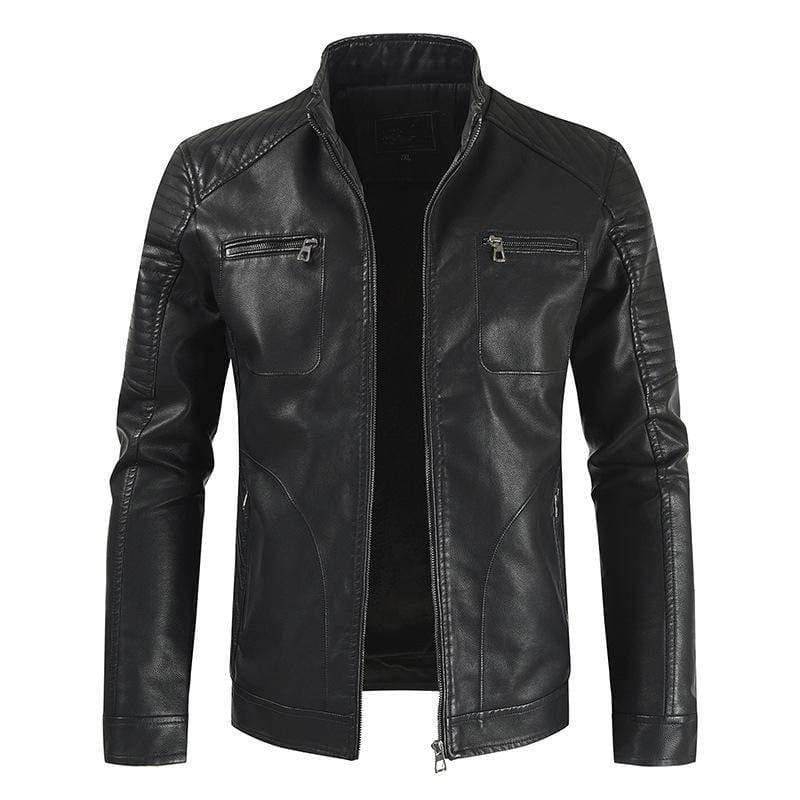ezy2find men's leather jackets Black / XXL New casual leather clothing Youth zipper top pocket