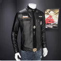 ezy2find men's leather jackets Black / XXL New trendy handsome locomotive PU leather coat