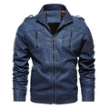ezy2find men's leather jackets Blue / M Washed leather jacket