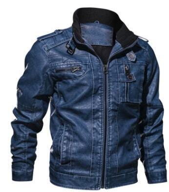 ezy2find men's leather jackets Blue / XXL Momenti Istantanei Leather Jacket For Men