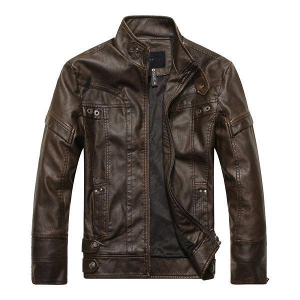 ezy2find men's leather jackets Brown / 3XL / 01 Biker Jacket