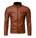 ezy2find men's leather jackets Brown / 3XL Zip decorative motorcycle jacket