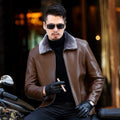 ezy2find men's leather jackets Brown / L Middle aged sheepskin jacket