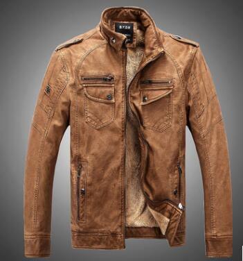 ezy2find men's leather jackets Brown / M Distressed Style Leather Jacket