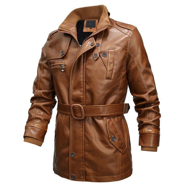 ezy2find men's leather jackets Brown / M Motorcycle washed leather