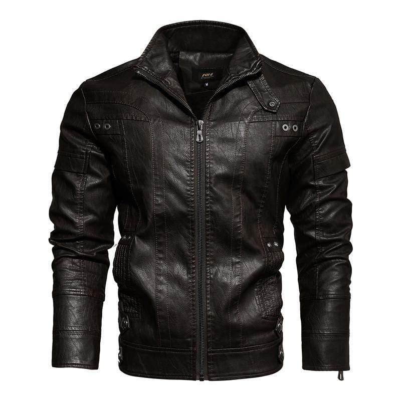 ezy2find men's leather jackets Brown / XL Imitation leather PU retro jacket