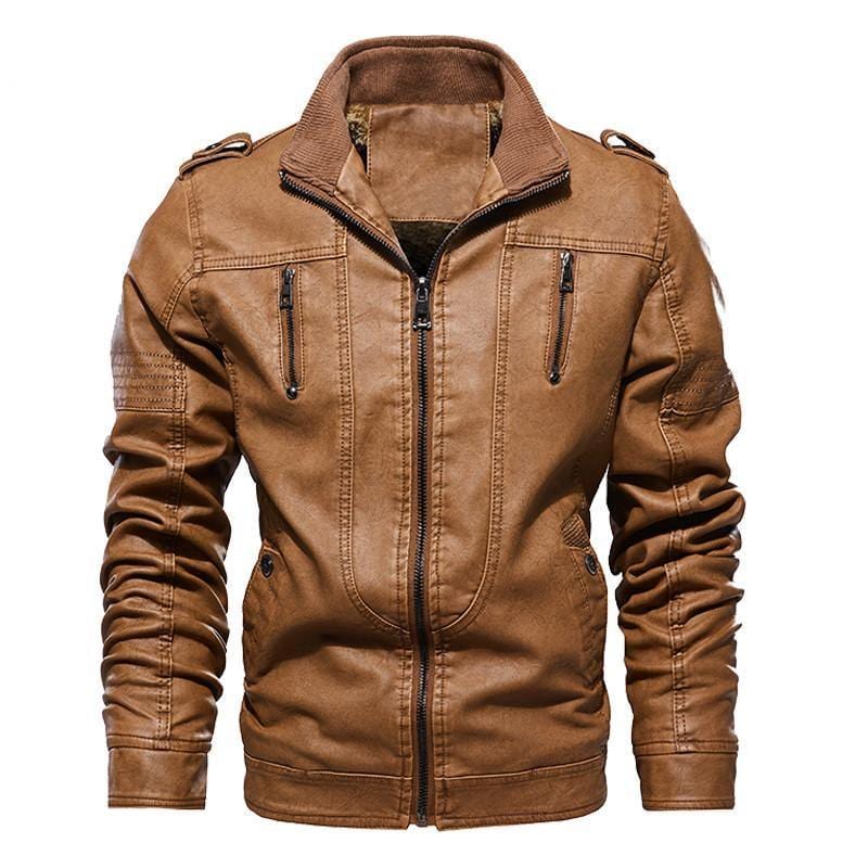 ezy2find men's leather jackets Brown / XXL Washed leather jacket