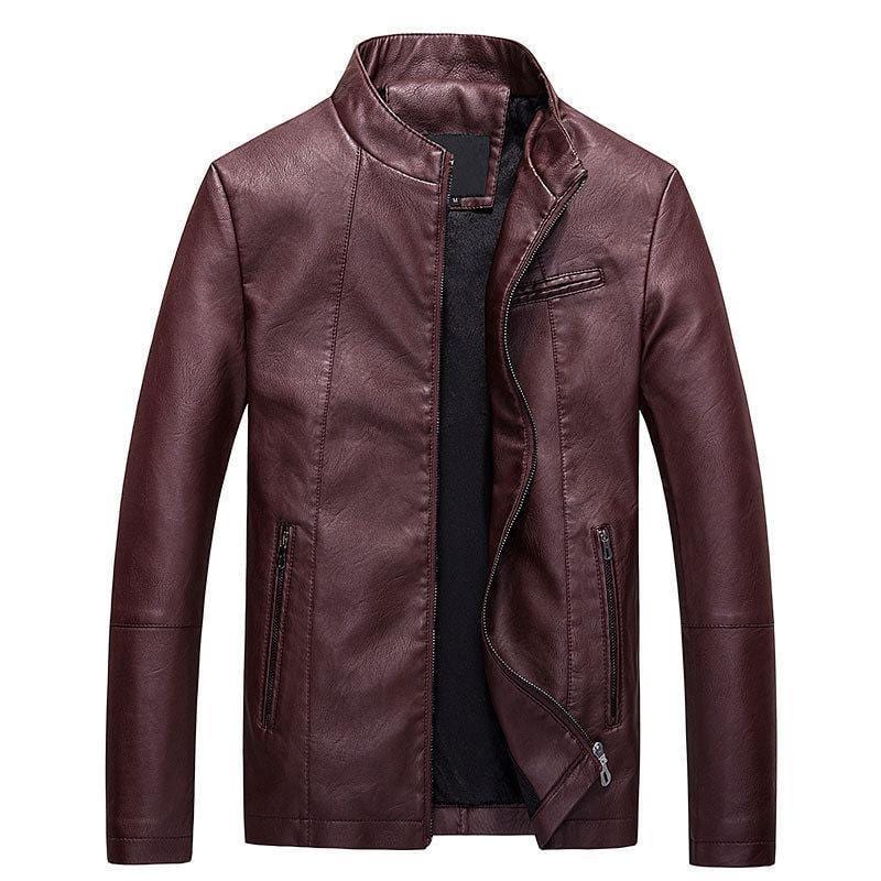 ezy2find men's leather jackets Claret / L Men's leather PU leather jacket