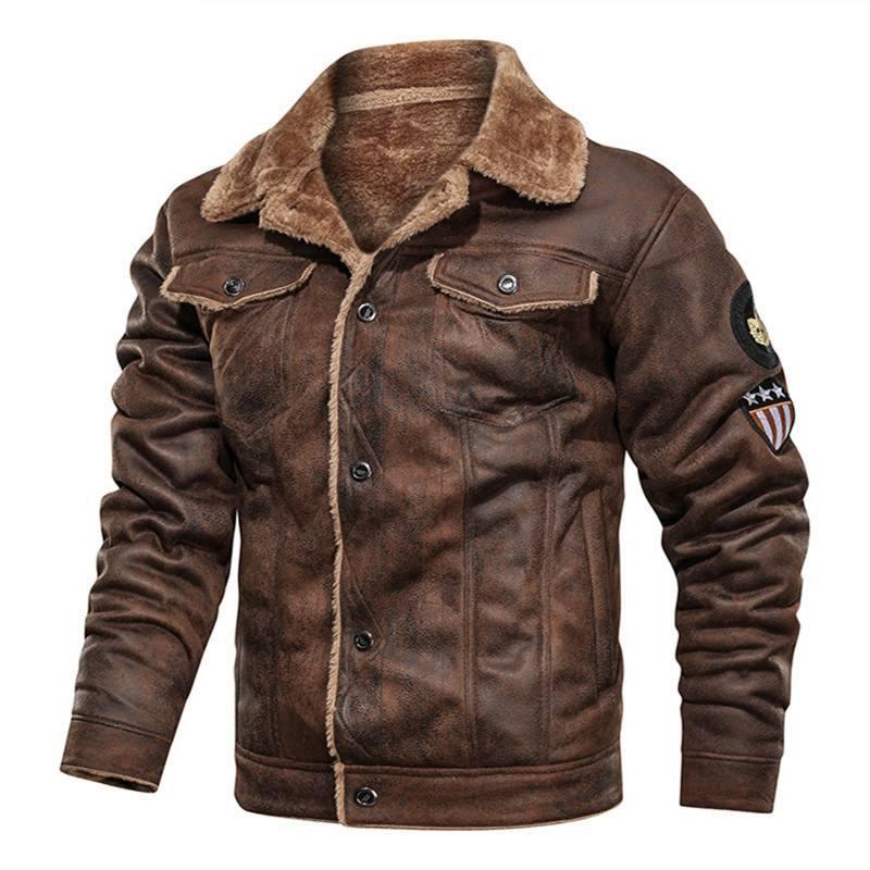 ezy2find men's leather jackets Coffee / 3XL Fur integrated leather clothing