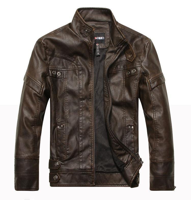 ezy2find men's leather jackets Coffee / 5XL Motorcycle leather jacket