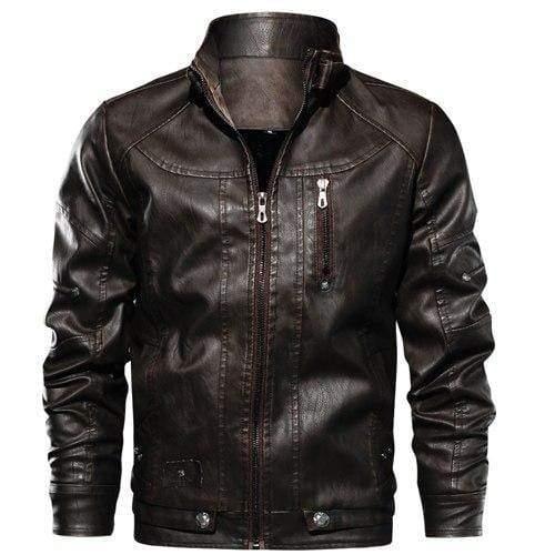 ezy2find men's leather jackets Coffee / L Leather jacket