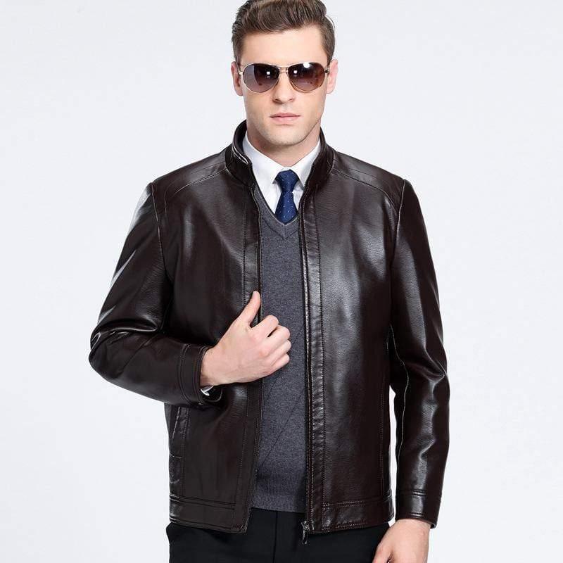 ezy2find men's leather jackets Dark brown / 190 Sheepskin spring and autumn Lapel leather jacket