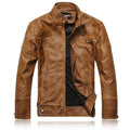 ezy2find men's leather jackets Earth yellow / XL Motorcycle leather jacket