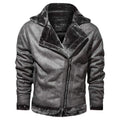 ezy2find men's leather jackets Grey / 3XL Winter lapel leather jacket plus velvet thick casual