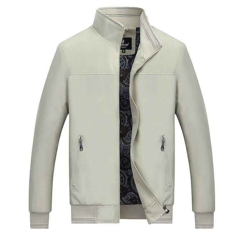 ezy2find men's leather jackets Khaki / 3XL Spring And Autumn Men's Jacket Jacket Casual Stand Collar