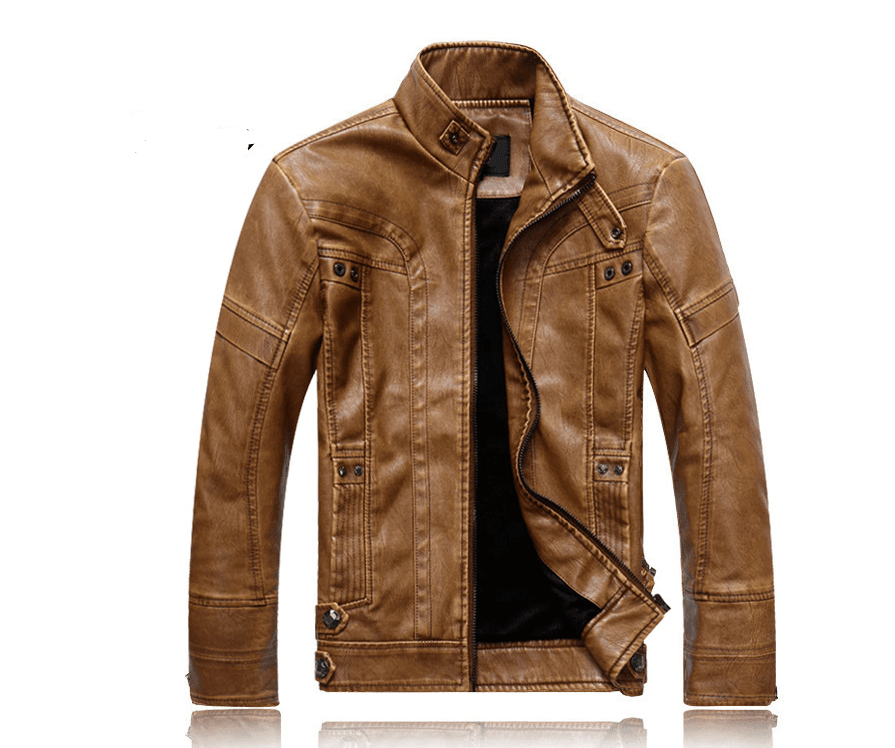 ezy2find men's leather jackets Khaki / M Leather Jacket