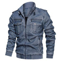 ezy2find men's leather jackets Light blue / XXL Men's Leather Jacket PU Motorcycle Baseball Uniform