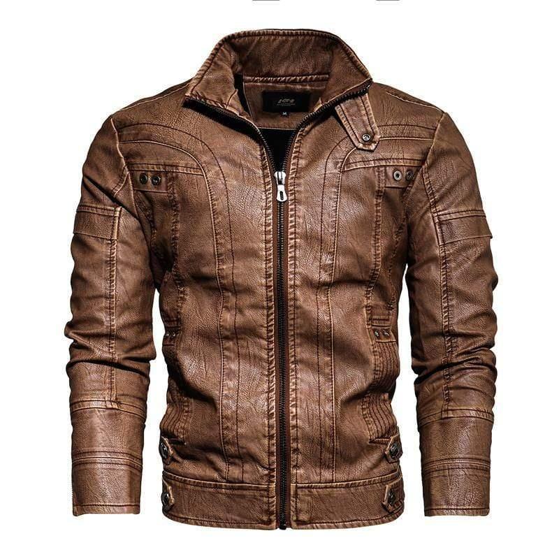 ezy2find men's leather jackets Natural / XXL Imitation leather PU retro jacket