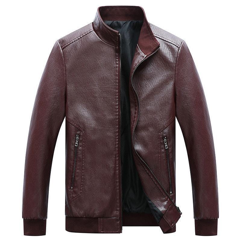 ezy2find men's leather jackets Red / M Spring And Autumn New Men's Washed PU Leather Jacket