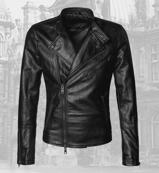 ezy2find men's leather jackets XL Autumn motorcycle leather jacket type men's short slim leather imitation leather jacket men's knight leather jacket