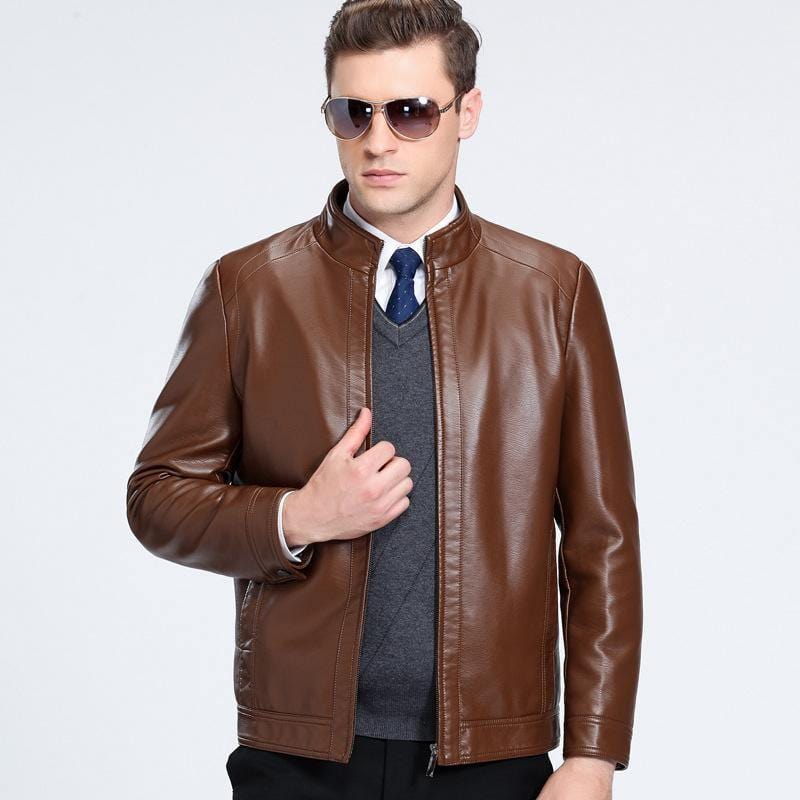 ezy2find men's leather jackets Yellow / 180 Sheepskin spring and autumn Lapel leather jacket