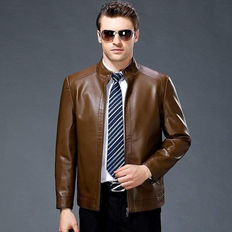 ezy2find men's leather jackets Yellow 2 / 195 Sheepskin spring and autumn Lapel leather jacket