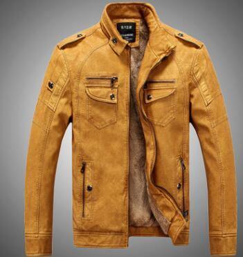 ezy2find men's leather jackets Yellow / XXL Distressed Style Leather Jacket