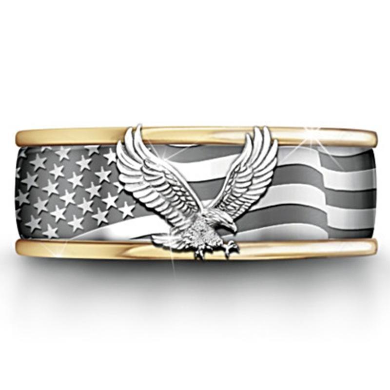 ezy2find Men's ring Gold / 6 Electroplating Two-Tone Eagle Pattern Ring Popular Male Banquet Jewelry