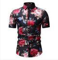 ezy2find Men's Shirts Black / M Men's Casual Short-sleeved Floral Shirt