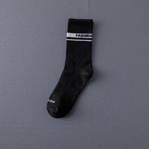 ezy2find men's sock 1Black Socks Men'S Stockings Street Men'S Trendy Socks Simple Black And White Tube Socks Sports Socks