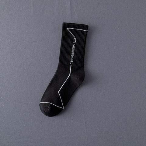 ezy2find men's sock 5Black Socks Men'S Stockings Street Men'S Trendy Socks Simple Black And White Tube Socks Sports Socks