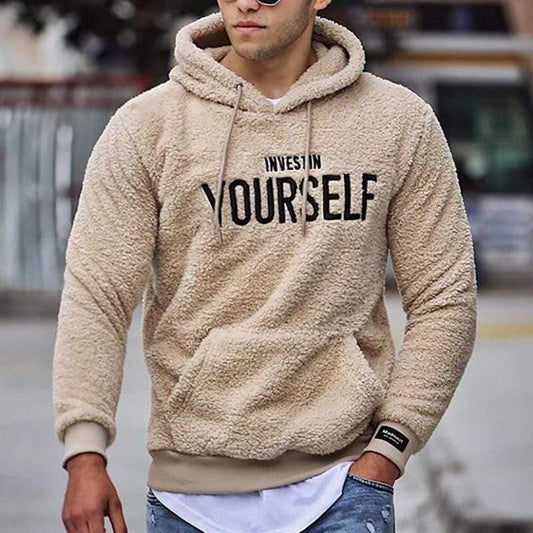 ezy2find Men's Sweater Khaki / S Cross-Border New Men's Fashion Thick Hooded Loose Hooded Sweater Men