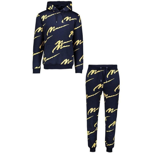 ezy2find Men's track suit Black Gold / S Men's Hooded Printed Casual Suit Sports Suit