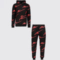 ezy2find Men's track suit Black Red / S Men's Hooded Printed Casual Suit Sports Suit